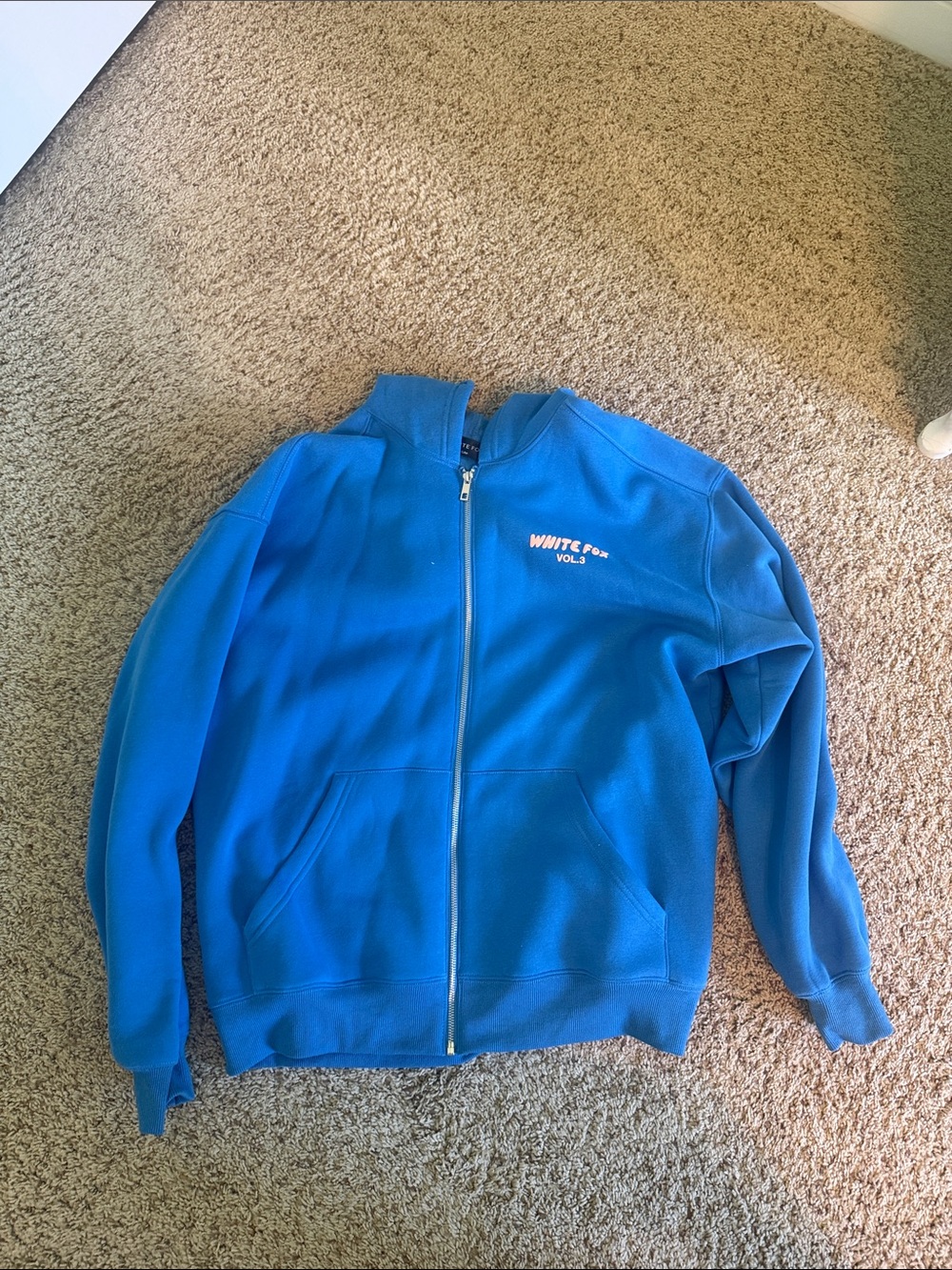 White Fox Boutique Blue Zip-Up Teddy Jacket